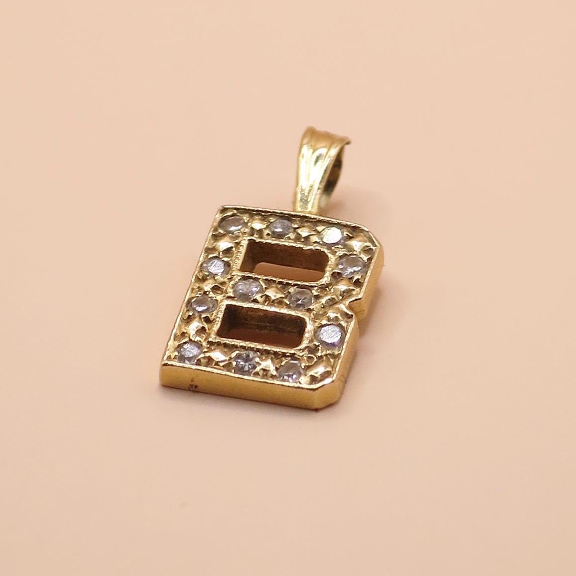 Vintage 1981 9ct Yellow & White Gold Initial Letter "B"" Charm Pendant
