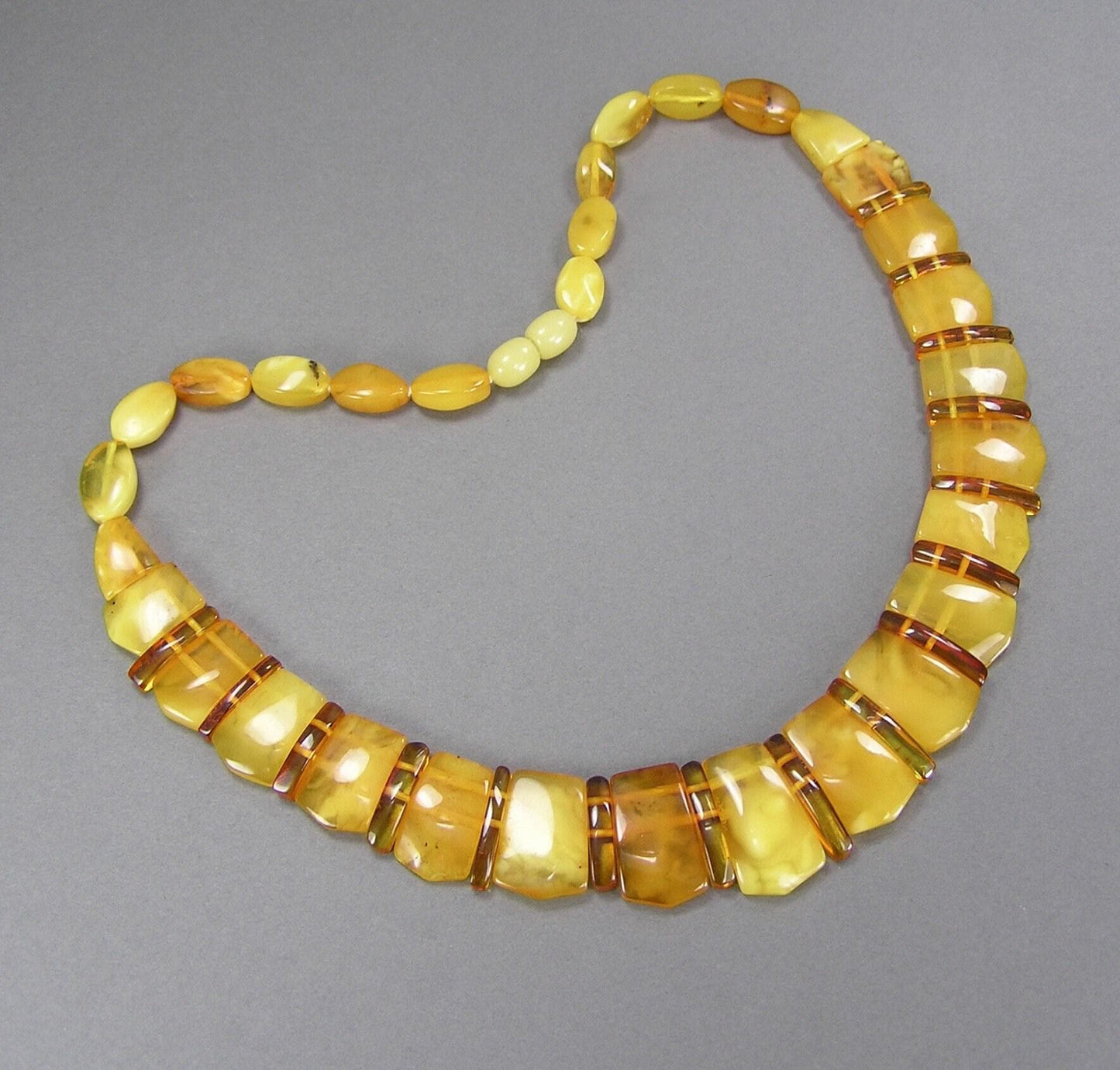 Vintage Marbled Baltic Egg Yolk Amber Beads Necklace