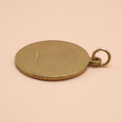 1976 Vintage Hallmarked British Birmingham Solid 9ct 9k Gold Gemini Zodiac Disc Pendant