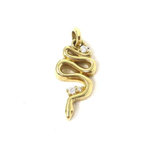 14K Yellow Gold .03 CTW Natural Diamond Year of the Snake Serpent Pendant