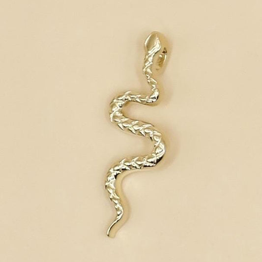14k Yellow Gold Year of the Snake Serpent Pendant, 19.5x6.7 mm