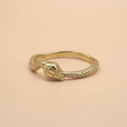 Year of the Snake 14K Yellow Gold Diamond-Set Ouroboros Ring