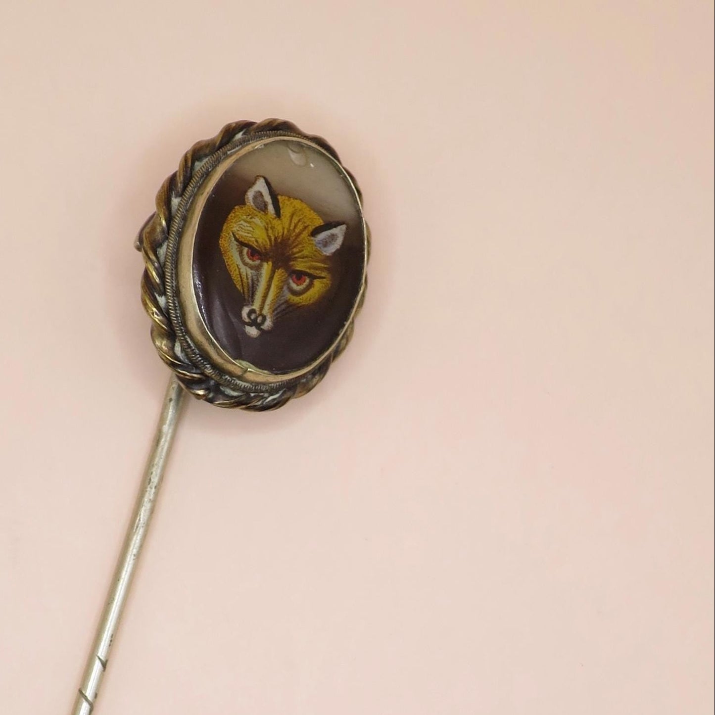 Victorian Rolled Gold Essex Crystal Fox Head Stick Pin