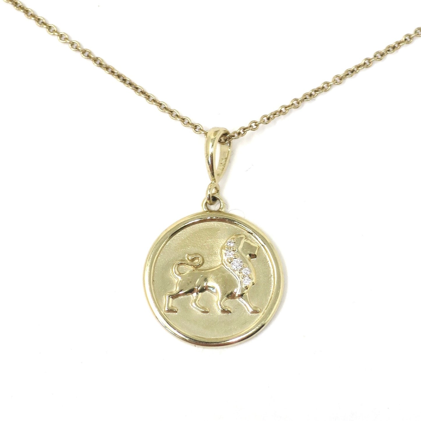 14K Yellow Gold .02 CTW Natural Diamond Lion, King of the Jungle, Leo Pendant Necklace