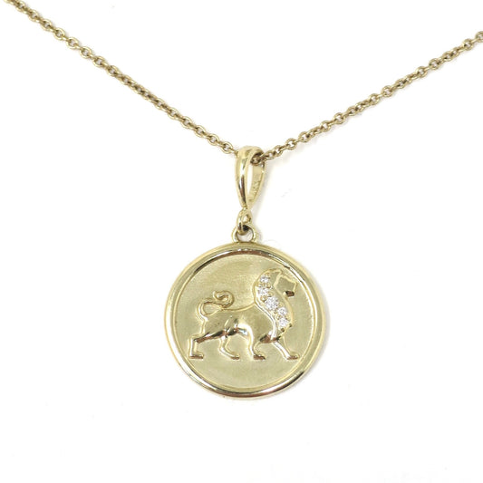 14K Yellow Gold .02 CTW Natural Diamond Lion, King of the Jungle, Leo Pendant Necklace