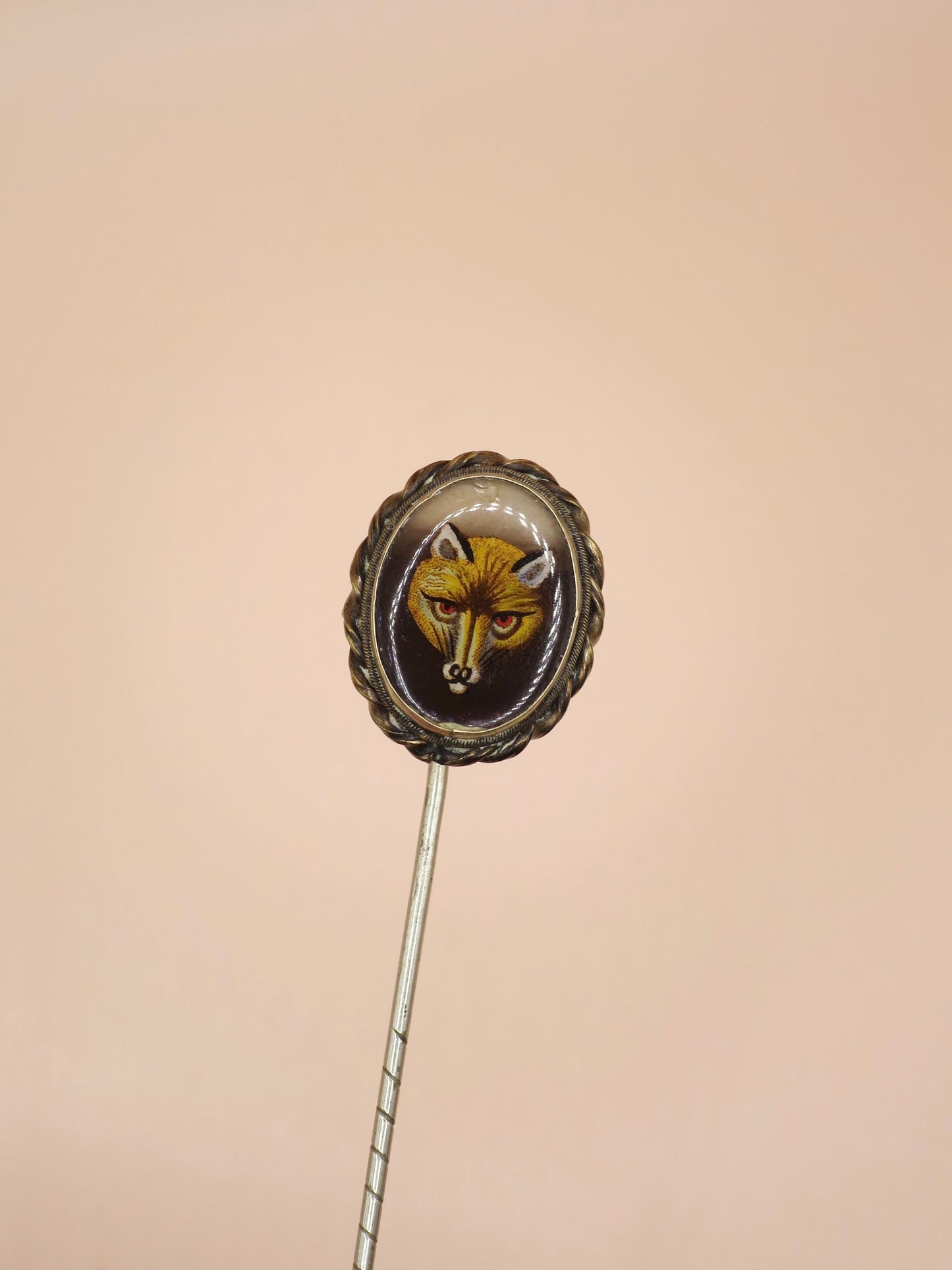 Victorian Rolled Gold Essex Crystal Fox Head Stick Pin