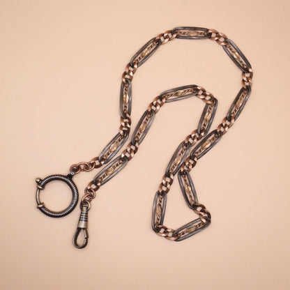 Antique Victorian Niello 800 Silver & 12k Rose Gold Gilt Necklace MB27