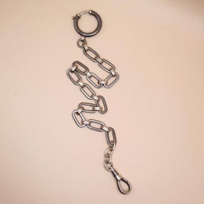 Antique Victorian 800 Niello Silver Pocket Watch Chain, 10" inches, 15.5 grams MB26