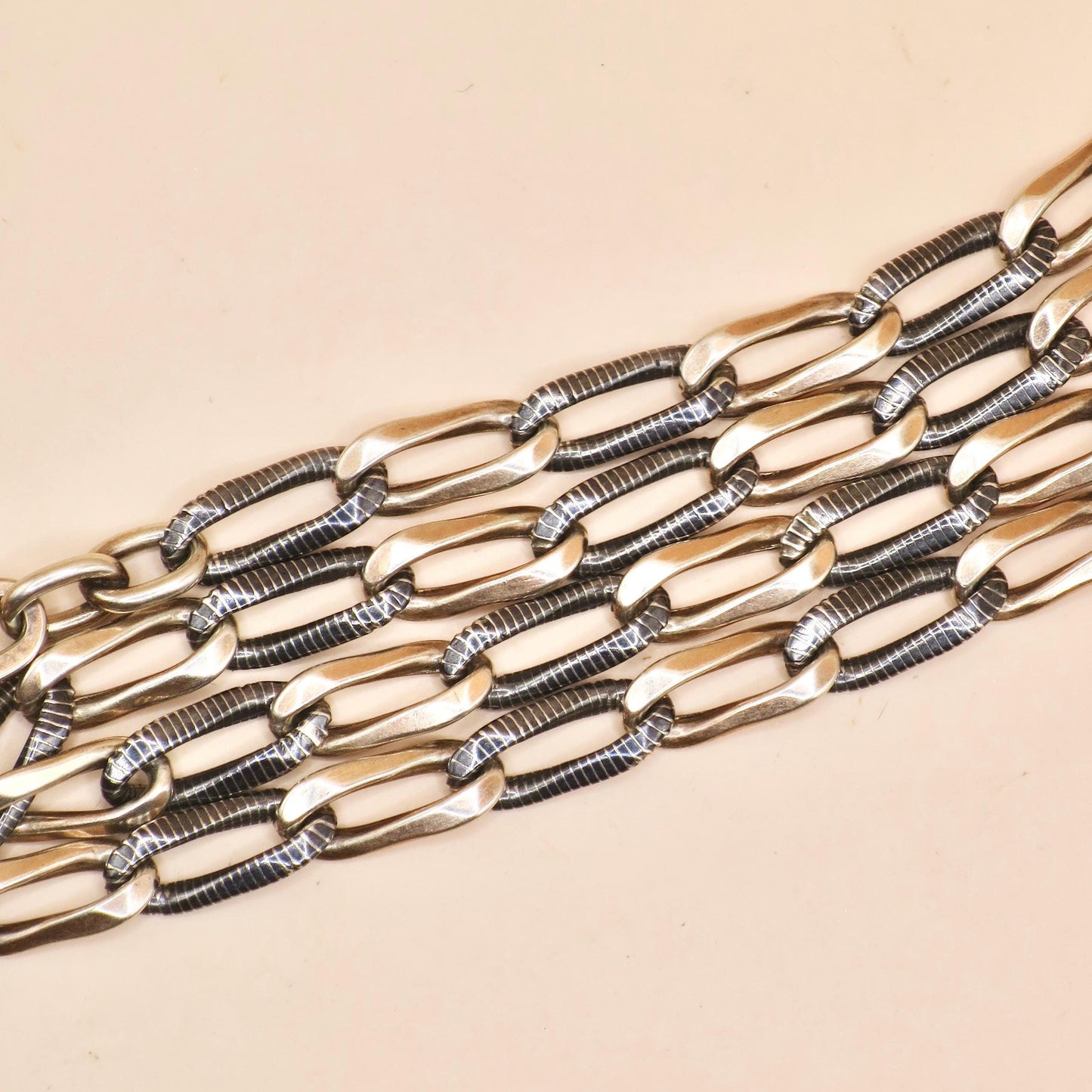 Antique Victorian Niello 800 Silver Pocket Watch Chain Necklace: Rose Gold Gilt Victorian MB62