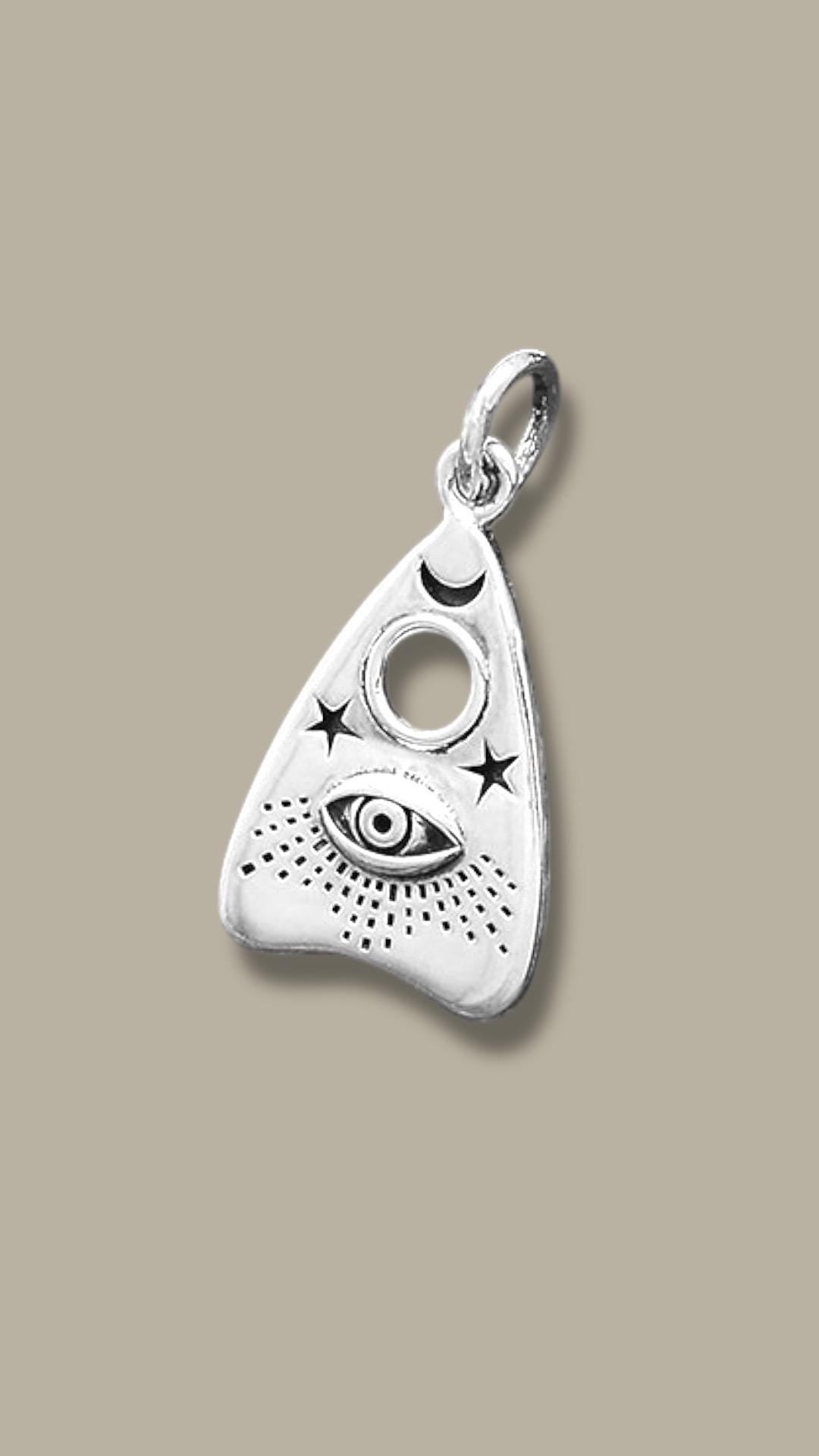 Sterling Silver Ouija Planchette with All Seeing Eye Charm For Necklace