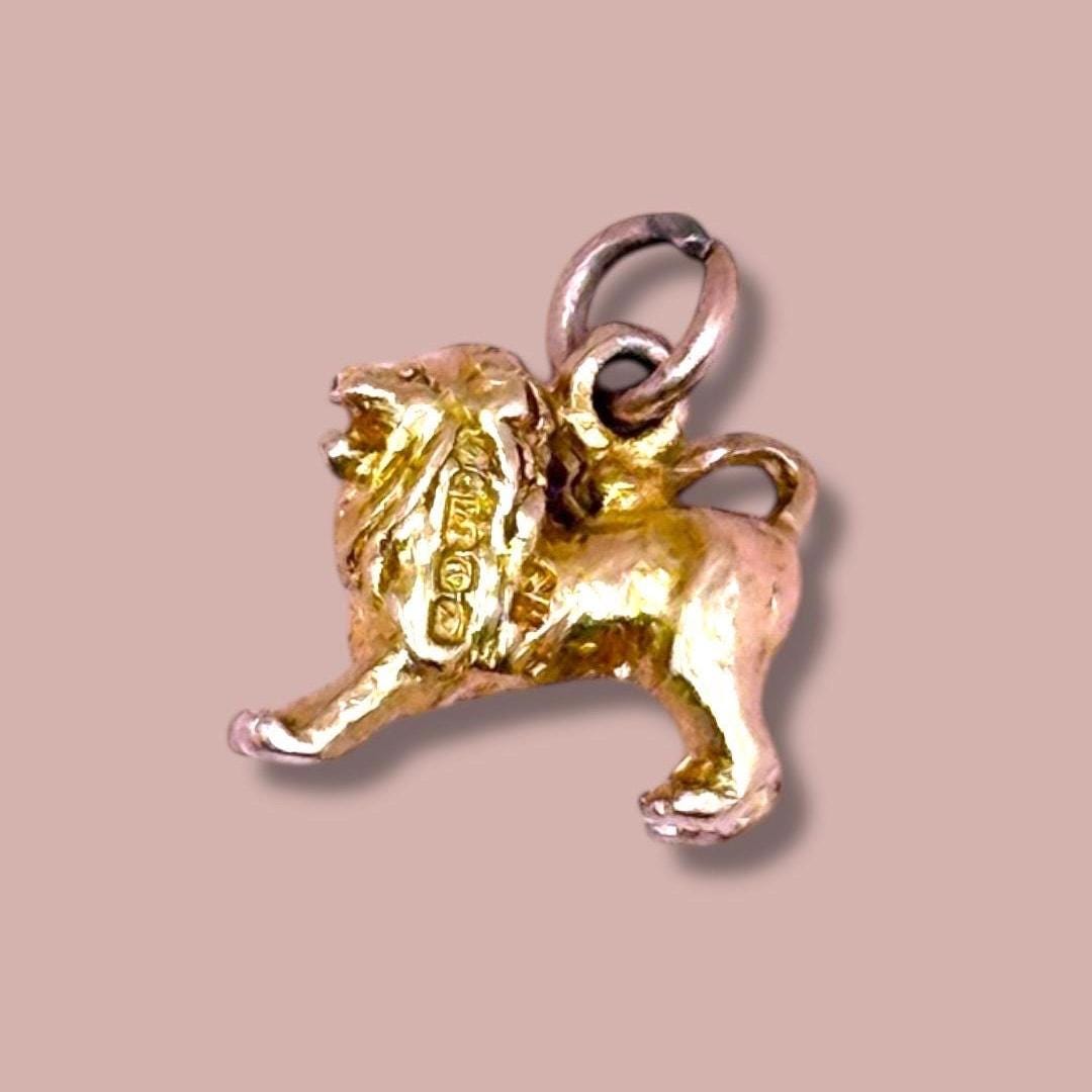 Vintage 1955 Birmingham 9ct 9k Solid Yellow Gold Leo Lion Zodiac Charm