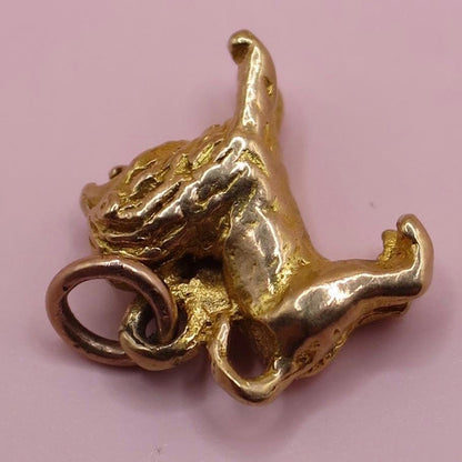 Vintage 1955 Birmingham 9ct 9k Solid Yellow Gold Leo Lion Zodiac Charm