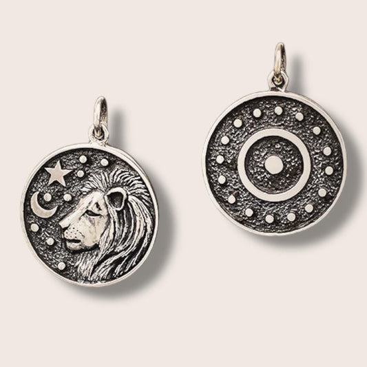 Solid 925 Sterling Silver Astrology Leo Lion Charm Pendant