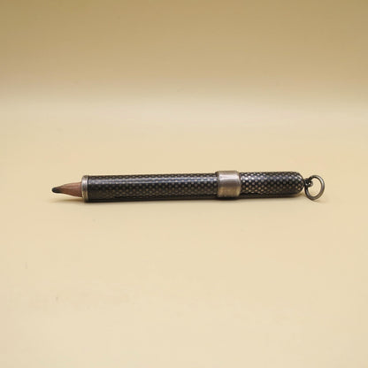 Antique Victorian Niello Silver Checkered Pattern Working Pencil Pendant, 8.8 grams N4