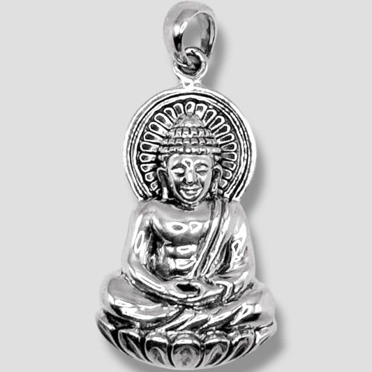 Solid 925 Sterling Silver Shakyamuni Buddha Feng Shui Symbol Pendant