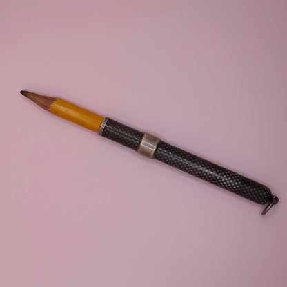 Antique Victorian Niello Silver Checkered Pattern Working Pencil Pendant, 8.8 grams N4