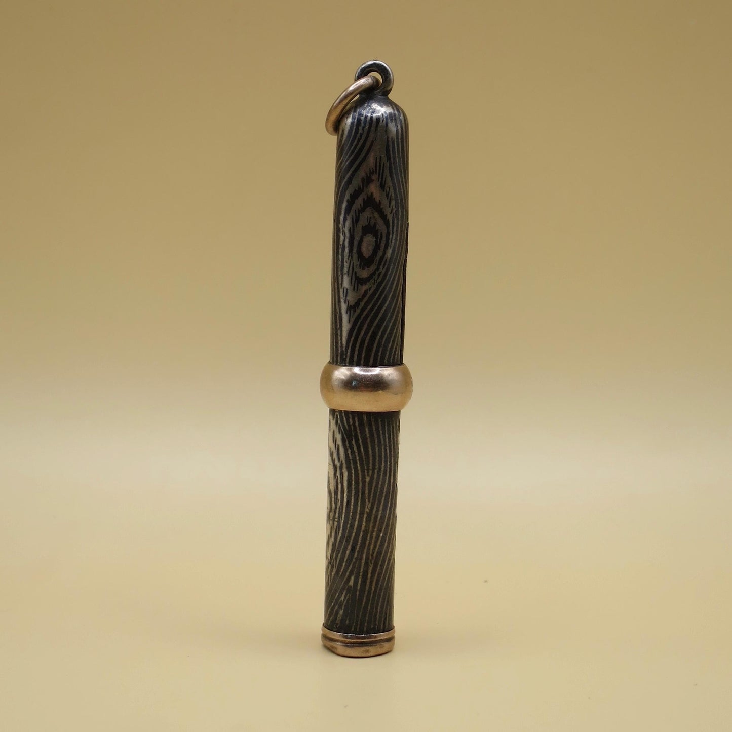 Antique Niello & 12k Rose Gold Vermeil Working Pencil Pendant, 9.8 grams N10