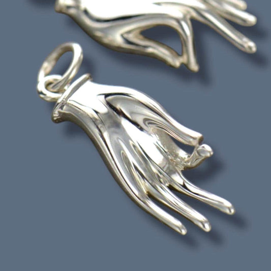 Solid 925 Sterling Silver Hand Mudra Charm