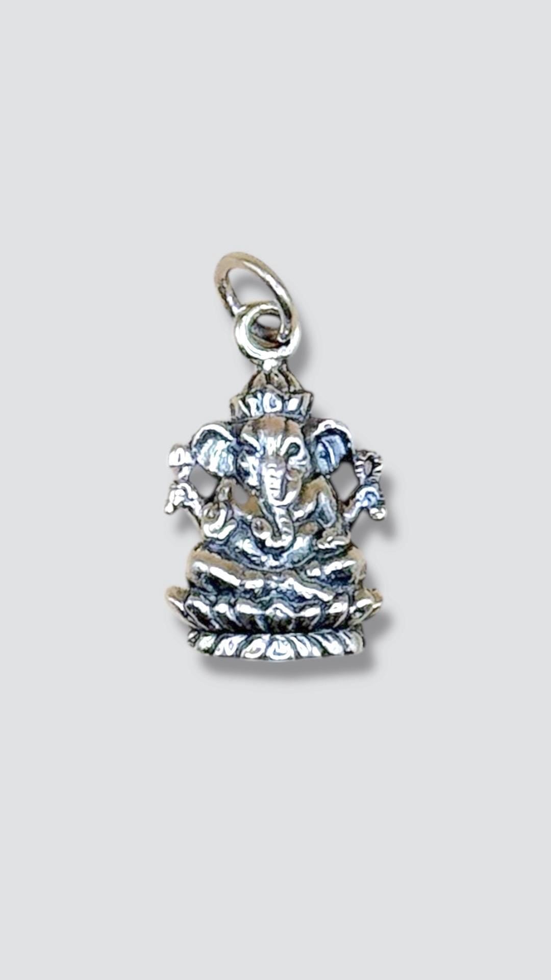 Ganesh Necklace - Solid 925 Sterling Silver Hindu God Ganesha Pendant Charm - Insurance Included
