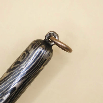 Antique Niello & 12k Rose Gold Vermeil Working Pencil Pendant, 9.8 grams N10