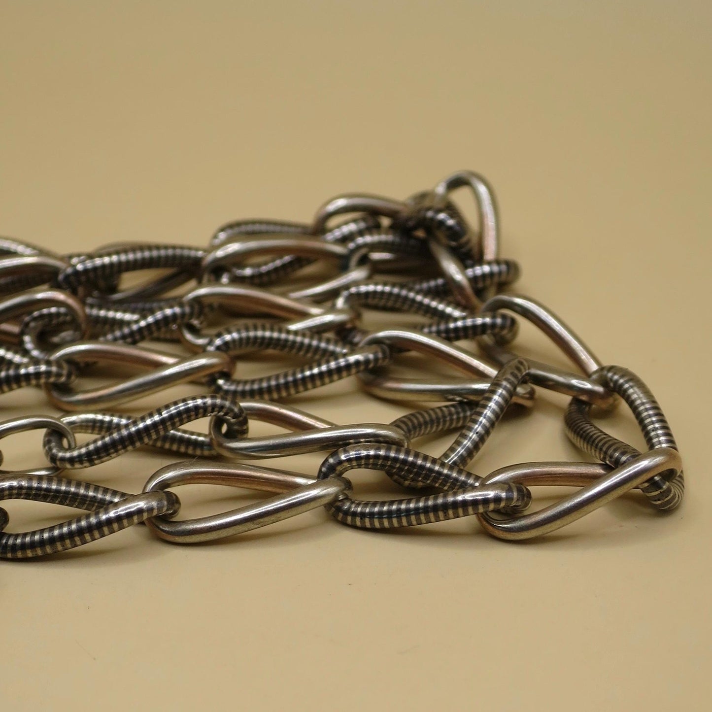 Antique Victorian Niello Silver Pocket Watch Chain Necklace, 17.5" inches MB60