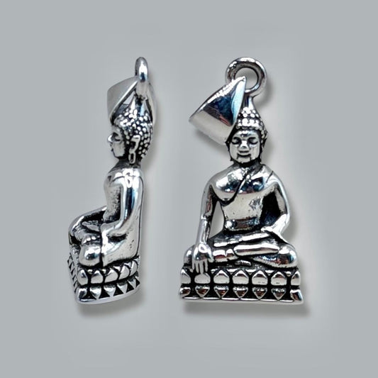 Solid 925 Sterling Silver Shakyamuni Buddha Pendant