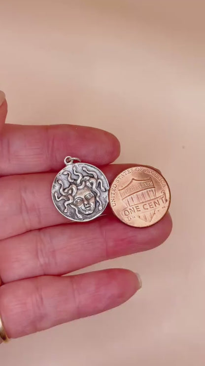 Solid 925 Sterling Silver Medusa Pendant, 24x18mm