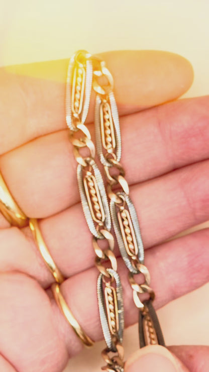 Antique Victorian 12K Rose Gold & "Twisted Vine" Niello Chain Necklace MB88