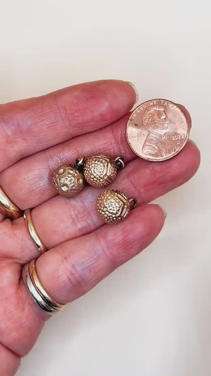 Curated Trio of Antique Victorian Bright-Cut Gold "Orb" Charms