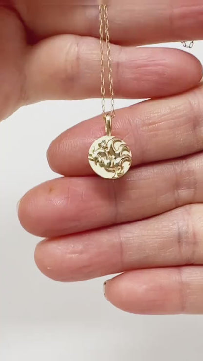 14K Yellow Gold .015 CT Natural Diamond Chinese Zodiac Year of the Rooster Pendant
