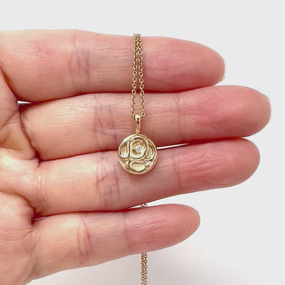 14K Yellow Gold .015 CT Natural Diamond Chinese Zodiac Year of the Horse Pendant