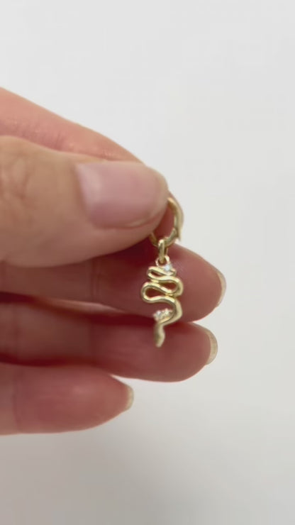 14K Yellow Gold .03 CTW Natural Diamond Year of the Snake Serpent Pendant