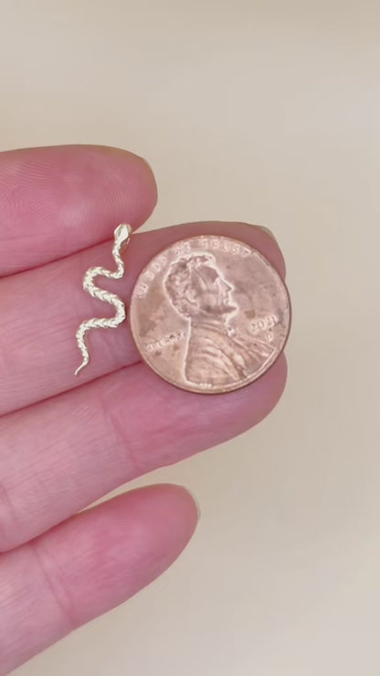 14k Yellow Gold Year of the Snake Serpent Pendant, 19.5x6.7 mm