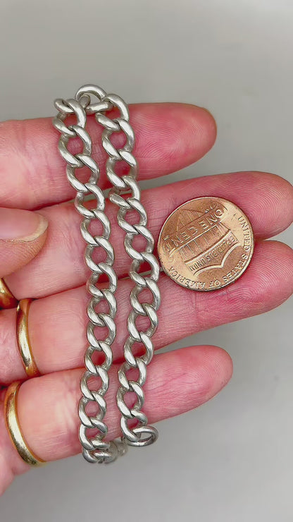Vintage 1930s English Sterling Silver Albert Chain Bracelet with Dog Clip | Hallmarked London 1933
