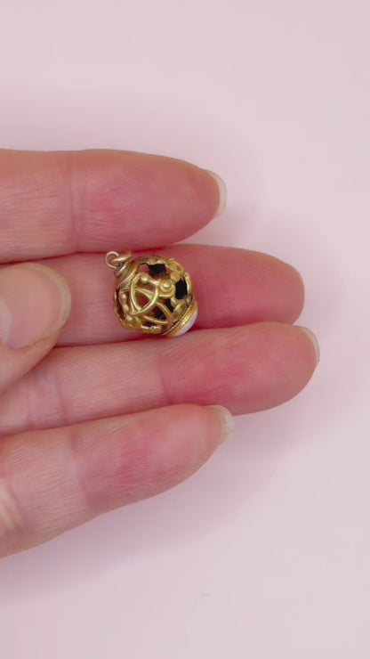 Antique Victorian Rare Antique Victorian Open-Work Opal "Cage" Micro-Charm