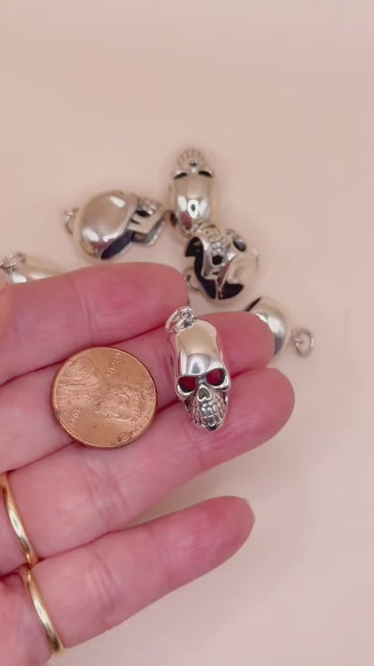 Large Solid 925 Sterling Silver 3d Skull Pendant