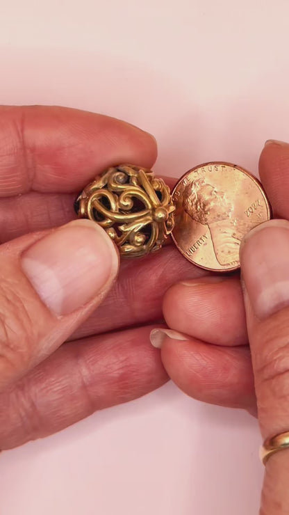 Antique Victorian Open-Work Scroll "Orb" Charm