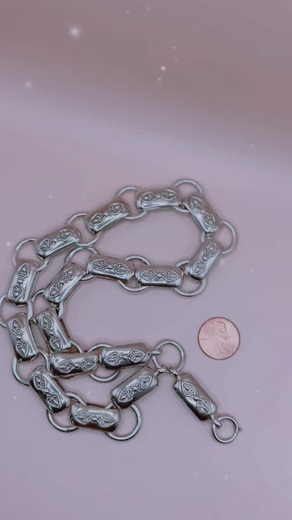 Rare Antique Victorian Sterling Silver "Book Chain" Collar & Extension Necklace