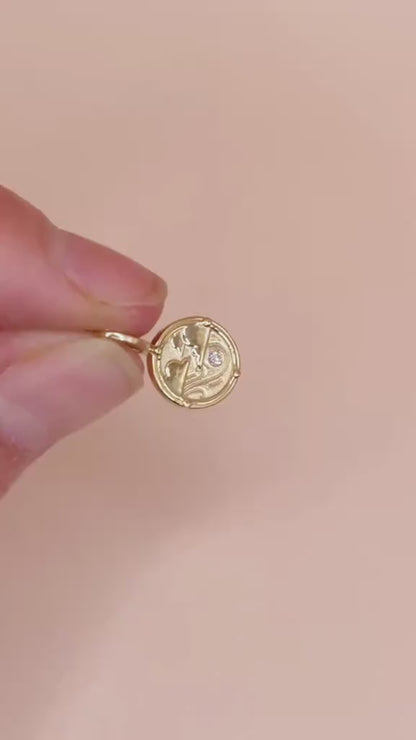14K Yellow Gold .015 CT Natural Diamond Earth Element Charm Pendant