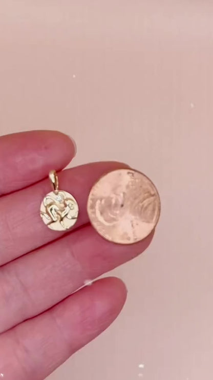 14K Yellow Gold .015 CT Natural Diamond Chinese Zodiac Year of the Monkey Pendant