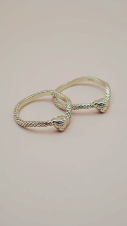 Year of the Snake 14K Yellow Gold Diamond-Set Ouroboros Ring