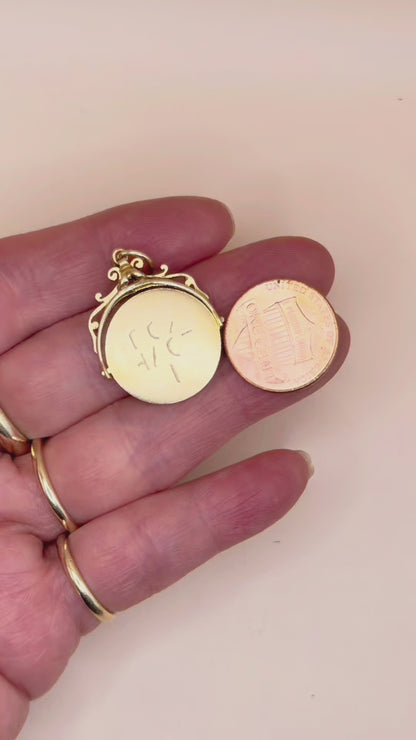 Vintage 1975 Birmingham 9ct Gold Heart Shaped 'I Love You' Spinner Charm Pendant